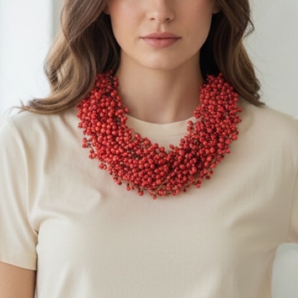 Wooden Bead Statement Necklace
